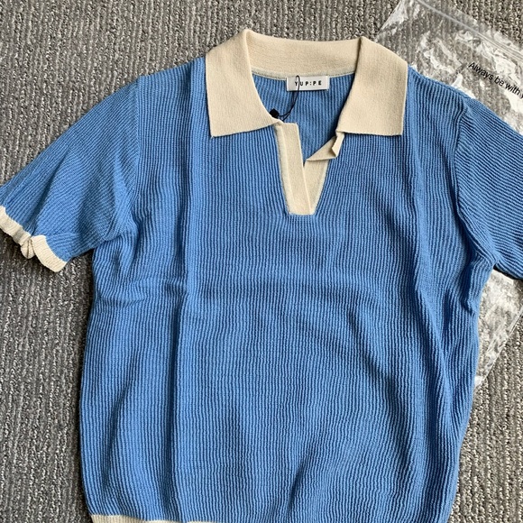 YUPPE Crop Short Sleeve Polo Knit - Picture 5 of 7